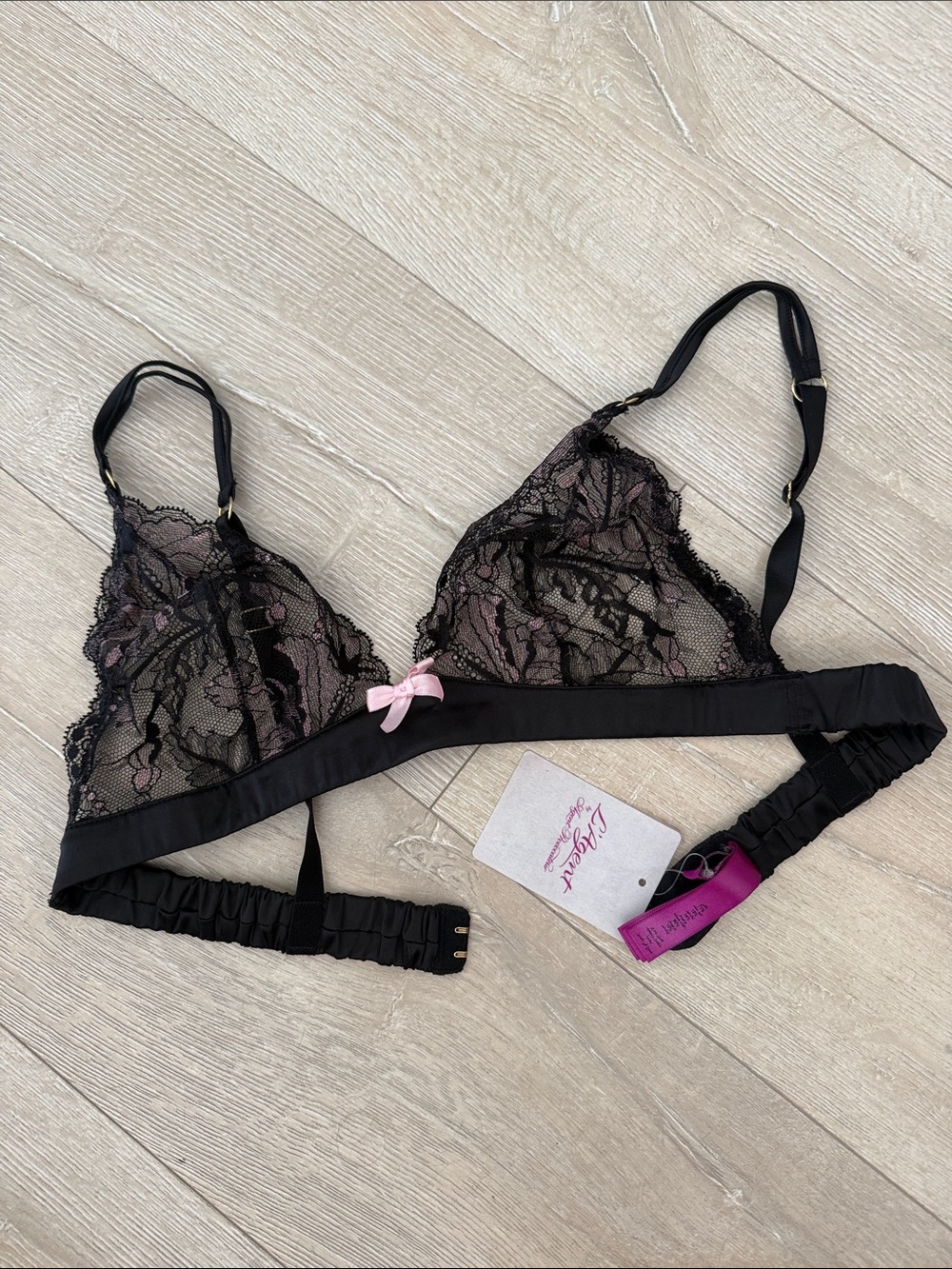 Agent Provocateur Delicate Black & Pink Lace Bralette